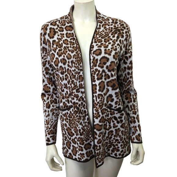 ALLISON DALEY $69 ANIMAL PRINT OPEN CARDIGAN SWEATER SM NWT - Picture 1 of 8